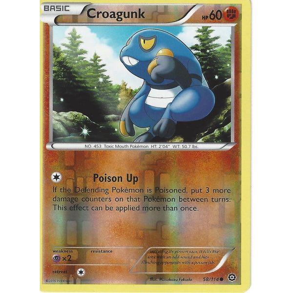POKEMON XY STEAM SIEGE CARD - CROAGUNK 58/114 REVERSE HOLO
