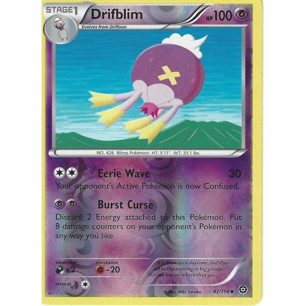 POKEMON XY STEAM SIEGE CARD - DRIFBLIM 47/114 REVERSE HOLO