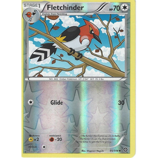 POKEMON XY STEAM SIEGE CARD - FLETCHINDER 95/114 REVERSE HOLO
