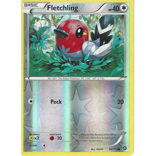 POKEMON XY STEAM SIEGE CARD - FLETCHLING 94/114 REVERSE HOLO
