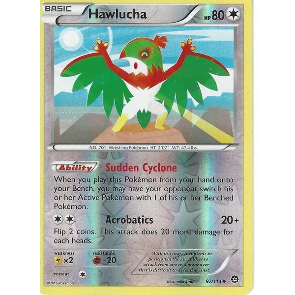 POKEMON XY STEAM SIEGE CARD - HAWLUCHA 97/114 REVERSE HOLO