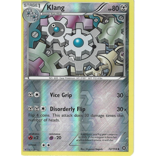 POKEMON XY STEAM SIEGE CARD - KLANG 72/114 REVERSE HOLO
