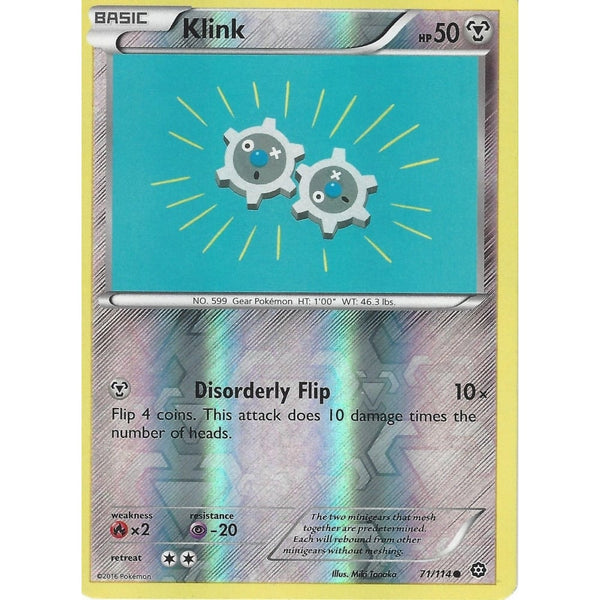 POKEMON XY STEAM SIEGE CARD - KLINK 71/114 REVERSE HOLO