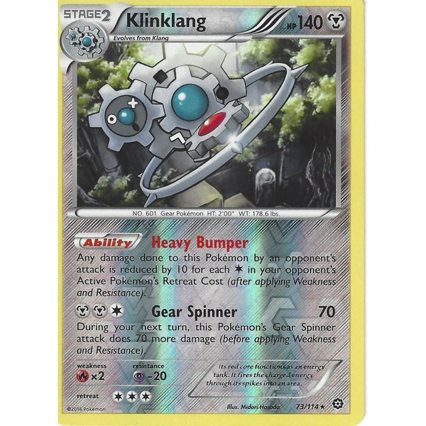 POKEMON XY STEAM SIEGE CARD - KLINKLANG 73/114 REVERSE HOLO