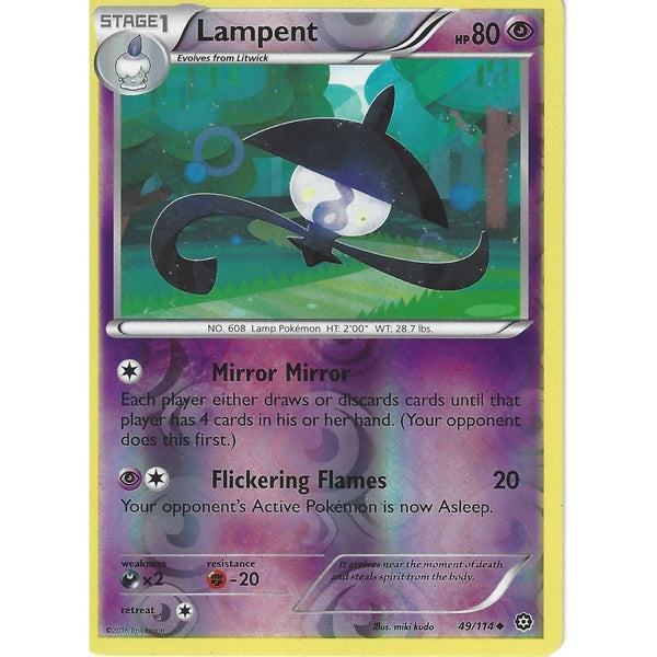 POKEMON XY STEAM SIEGE CARD - LAMPENT 49/114 REVERSE HOLO