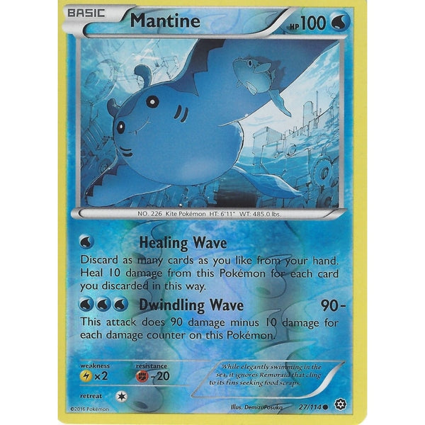 POKEMON XY STEAM SIEGE CARD - MANTINE 27/114 REVERSE HOLO