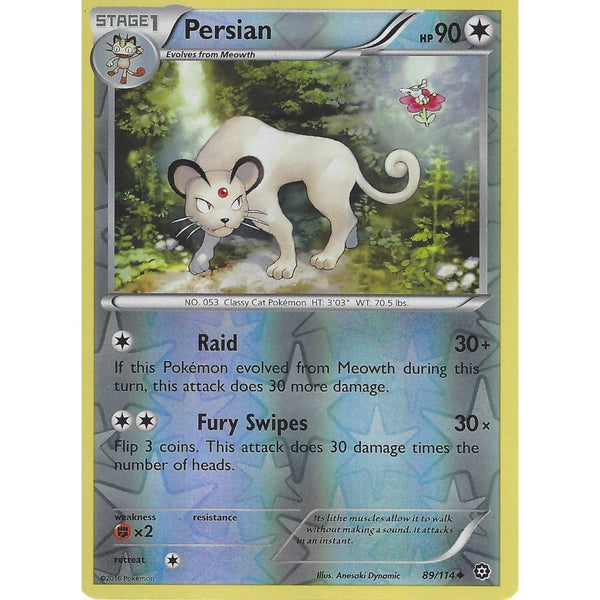POKEMON XY STEAM SIEGE CARD - PERSIAN  89/114 REVERSE HOLO