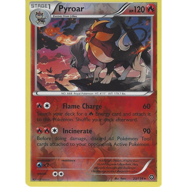 POKEMON XY STEAM SIEGE CARD - PYROAR  23/114 RARE REVERSE HOLO