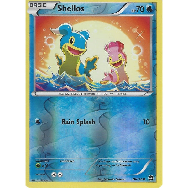 POKEMON XY STEAM SIEGE CARD - SHELLOS 28/114 REVERSE HOLO
