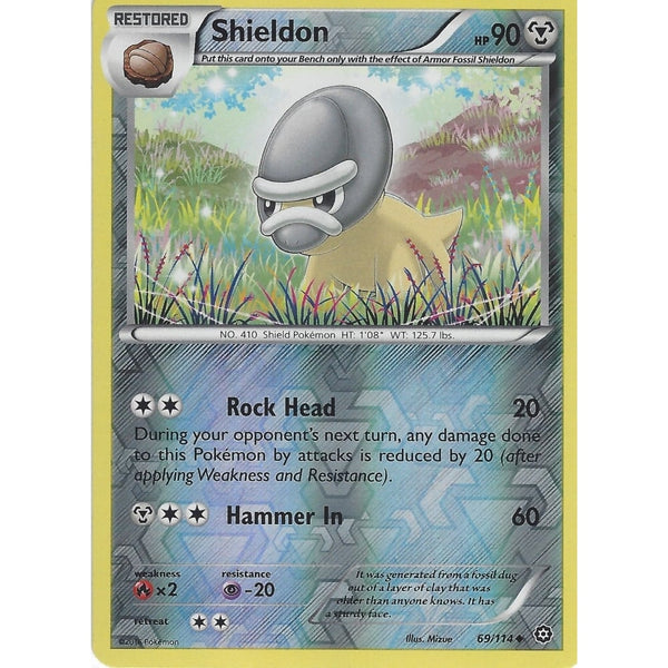 POKEMON XY STEAM SIEGE CARD - SHIELDON 69/114 REVERSE HOLO