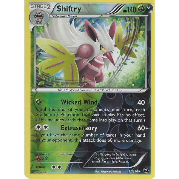 POKEMON XY STEAM SIEGE CARD - SHIFTRY 11/114 RARE REVERSE HOLO