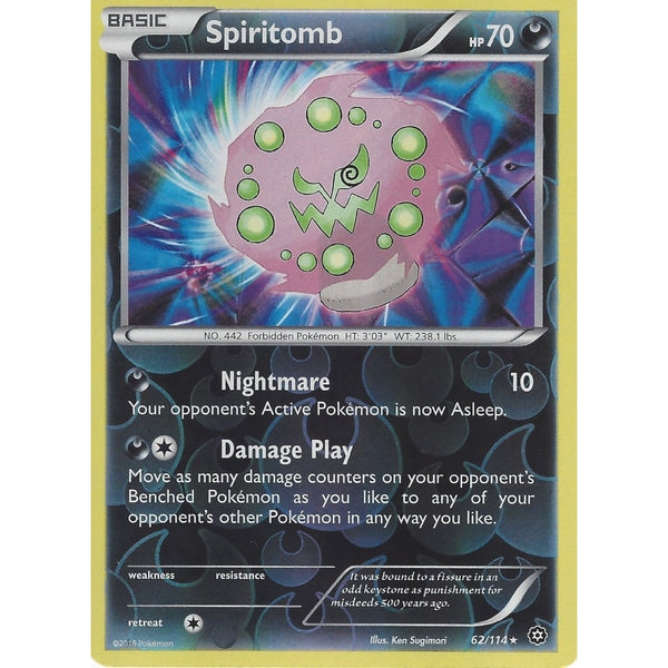 POKEMON XY STEAM SIEGE CARD - SPIRITOMB 62/114 RARE REVERSE HOLO