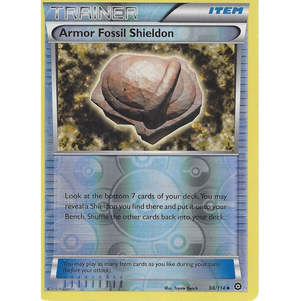 POKEMON XY STEAM SIEGE - TRAINER - ARMOR FOSSIL SHIELDON  98/114 REVERSE HOLO