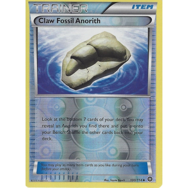 POKEMON XY STEAM SIEGE - TRAINER - CLAW FOSSIL ANORITH  100/114 REVERSE HOLO