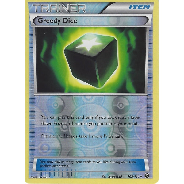 POKEMON XY STEAM SIEGE - TRAINER - GREEDY DICE 102/114 REVERSE HOLO