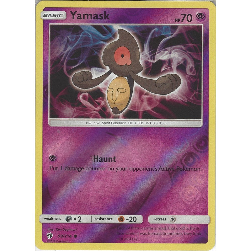 yamask pokemon card Pokemon Yamask - 99/214 - Common Reverse Holo Card - SM8 Lost Thunder