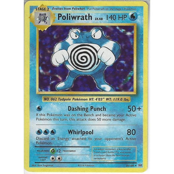 Pokemon Trading Card Game Poliwrath 25/108 | Rare Holo Card | XY Evolutions