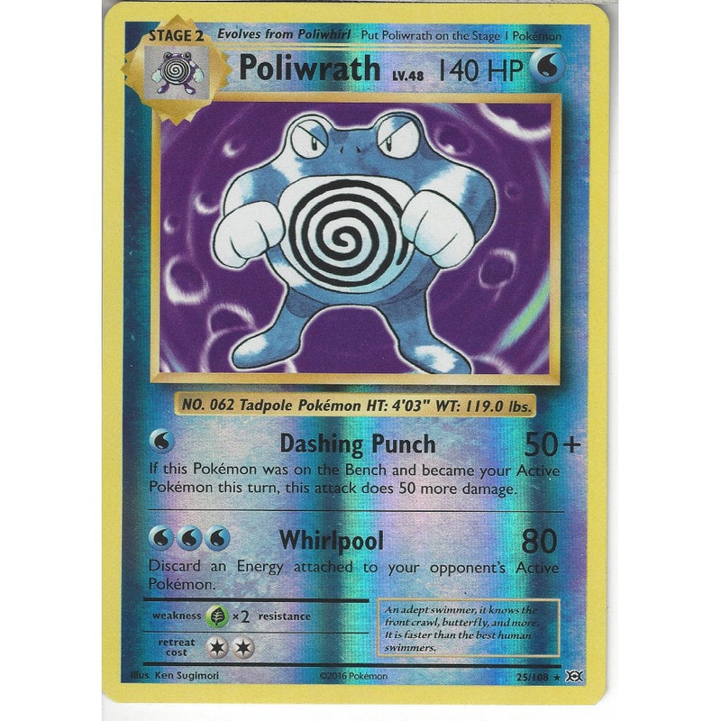 Poliwrath 25/108 | Rare REVERSE HOLO Card | XY Evolutions - Recaptured LTD Poliwrath 25/108 | Rare REVERSE HOLO Card | XY Evolutions - Recaptured LTD