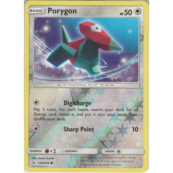Pokemon Trading Card Game Porygon - 154/214 - Common Reverse Holo Card - SM10 Unbroken Bonds