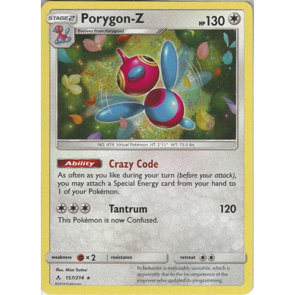 Pokemon Trading Card Game Porygon-Z - 157/214 - Rare Holo Card - SM10 Unbroken Bonds