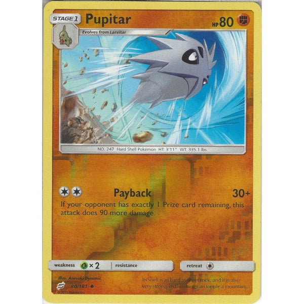 Pupitar - 80/181 - Uncommon Reverse Holo Card - SM09 Team Up