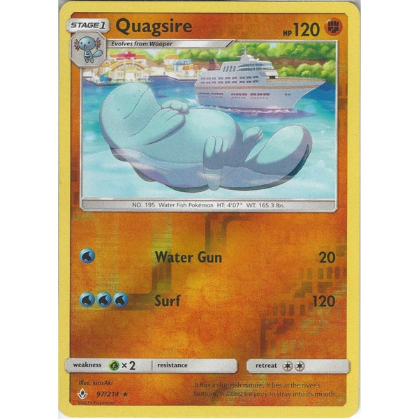 Pokemon Trading Card Game Quagsire - 97/214 - Rare Reverse Holo Card - SM10 Unbroken Bonds