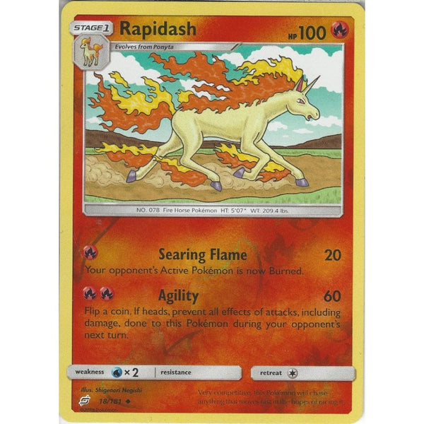 Rapidash - 18/181 - Uncommon Reverse Holo Card - SM09 Team Up
