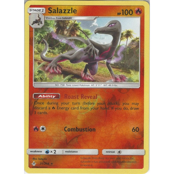 Pokemon Trading Card Game Salazzle - 31/214 - Rare Reverse Holo Card - SM10 Unbroken Bonds