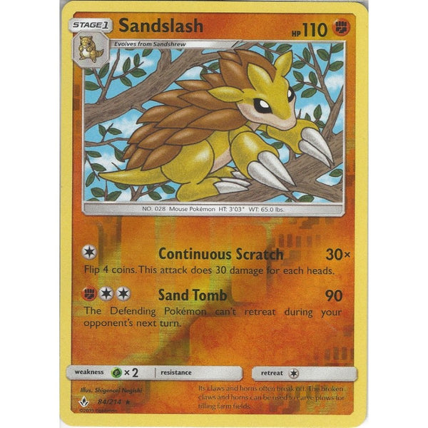 Pokemon Trading Card Game Sandslash - 84/214 - Rare Reverse Holo Card - SM10 Unbroken Bonds