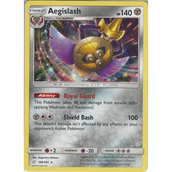 Pokemon Trading Card Game SM09 Team Up - Aegislash - 109/181 - Rare Holo Card