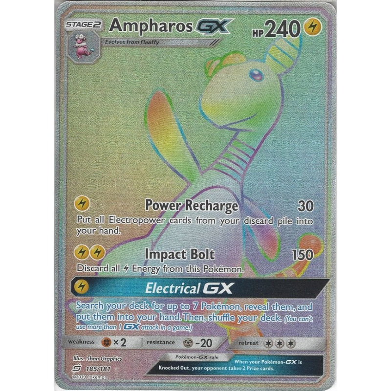 SM09 Team Up - Ampharos GX - 185/181 - Rare Rainbow Card - Recaptured LTD SM09 Team Up - Ampharos GX - 185/181 - Rare Rainbow Card - Recaptured LTD
