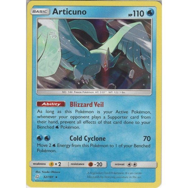 Pokemon Trading Card Game SM09 Team Up - Articuno - 32/181 - Rare Holo Card