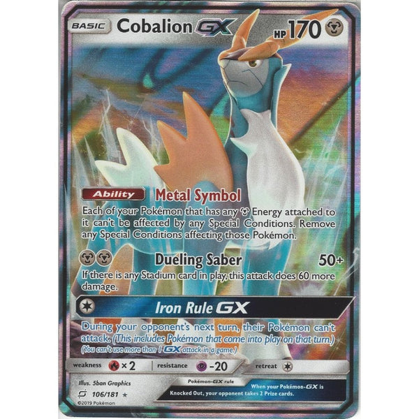 Pokemon Trading Card Game SM09 Team Up - Cobalion GX - 106/181 - Rare Holo GX Card