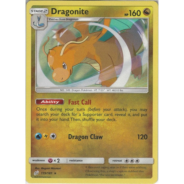Pokemon Trading Card Game SM09 Team Up - Dragonite - 119/181 - Rare Holo Card