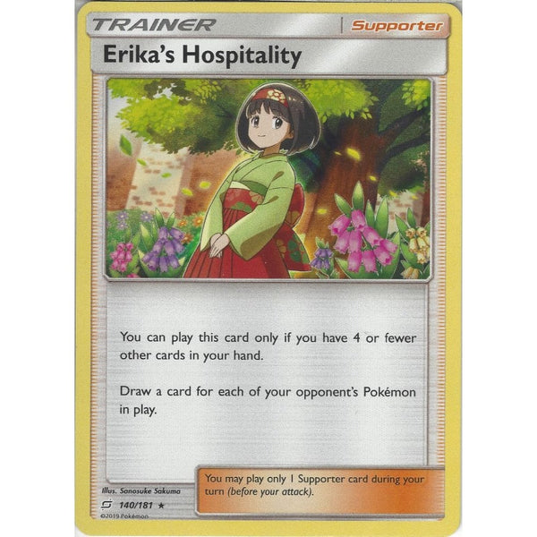Pokemon Trading Card Game SM09 Team Up - Erika's Hospitality - 140/181 - Rare Holo Card