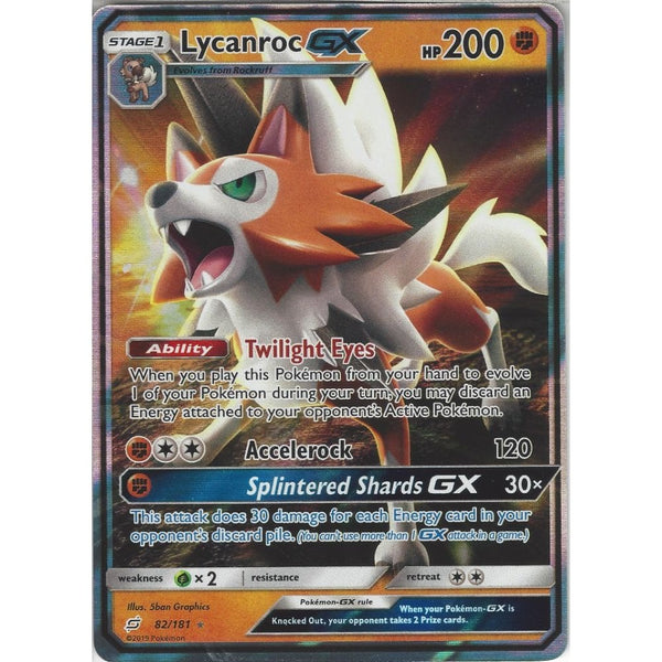 Pokemon Trading Card Game SM09 Team Up - Lycanroc GX - 82/181 - Rare Holo GX Card