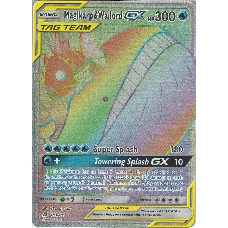 rainbow rare tag team cards SM09 Team Up - Magikarp & Wailord GX TAG TEAM - 183/181 - Rare Rainbow