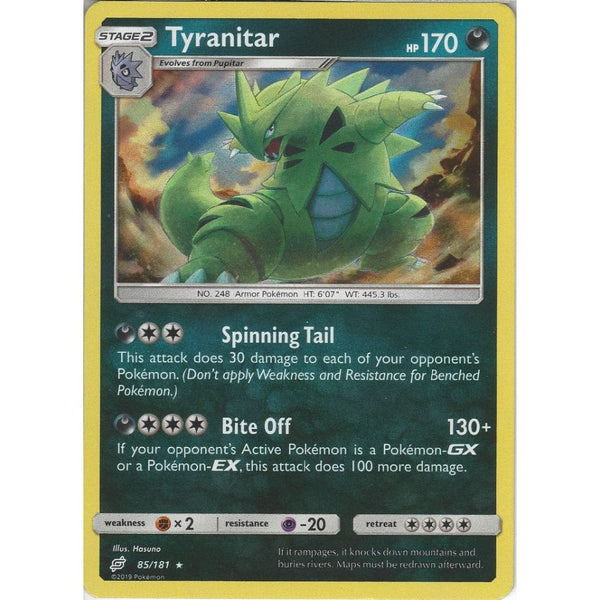 Pokemon Trading Card Game SM09 Team Up - Tyranitar - 85/181 - Rare Holo Card