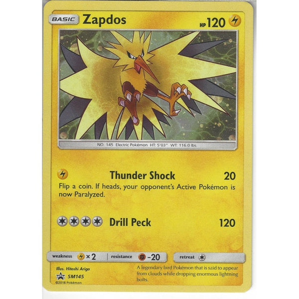 Pokemon Trading Card Game SM145 Zapdos | Black Star Promo Card | Holo Rare