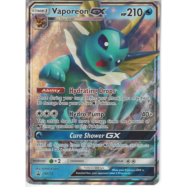 Pokemon Trading Card Game SM172 Vaporeon GX | Black Star Promo Card | Holo Rare