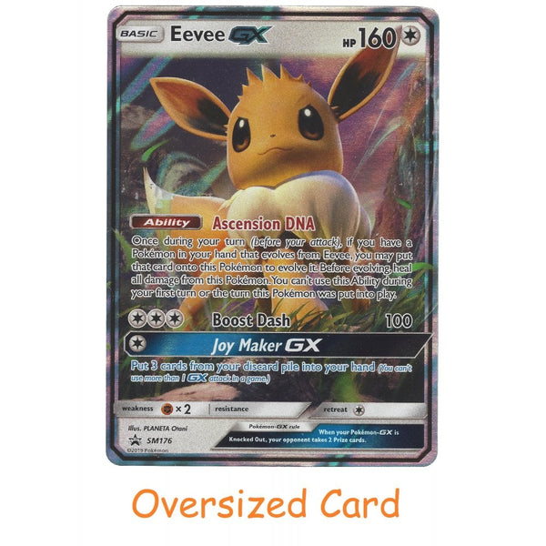 Pokemon Trading Card Game SM176 Eevee GX | Jumbo Oversized Black Star Promo Card | Holo Rare