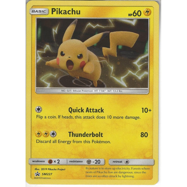 Pokemon Trading Card Game SM227 Pikachu | Black Star Promo Card | Holo Rare