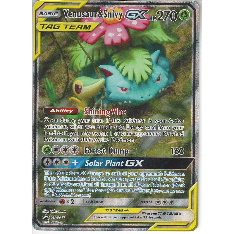 Pokemon Trading Card Game SM229 Venusaur &amp; Snivy GX TAG TEAM | Black Star Promo Card | Holo Rare