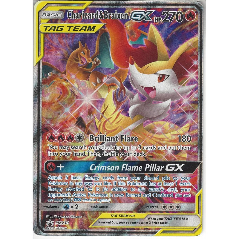 SM230 Charizard & Braixen GX TAG TEAM | Black Star Promo Card | Holo R - Recaptured LTD SM230 Charizard & Braixen GX TAG TEAM | Black Star Promo Card | Holo R - Recaptured LTD