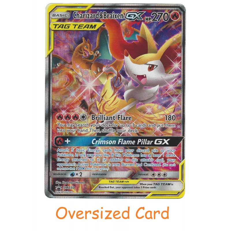 SM230 Charizard & Braixen GX TAG TEAM | Jumbo Oversized Black Star Pro - Recaptured LTD SM230 Charizard & Braixen GX TAG TEAM | Jumbo Oversized Black Star Pro - Recaptured LTD