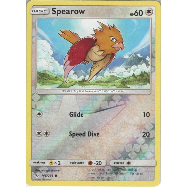 Pokemon Trading Card Game Spearow - 145/214 - Common Reverse Holo Card - SM10 Unbroken Bonds