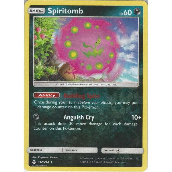 Pokemon Trading Card Game Spiritomb - 112/214 - Rare Reverse Holo Card - SM10 Unbroken Bonds