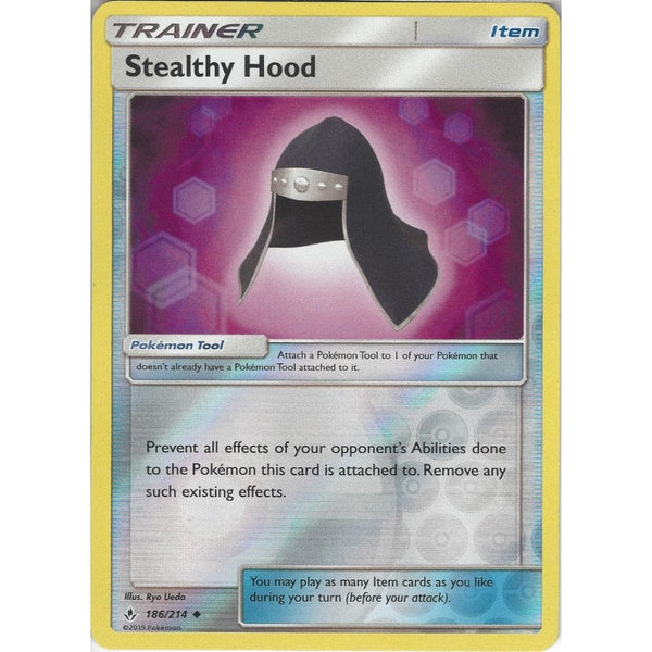 Pokemon Trading Card Game Stealthy Hood - 186/214 - Uncommon Reverse Holo Card - SM10 Unbroken Bonds