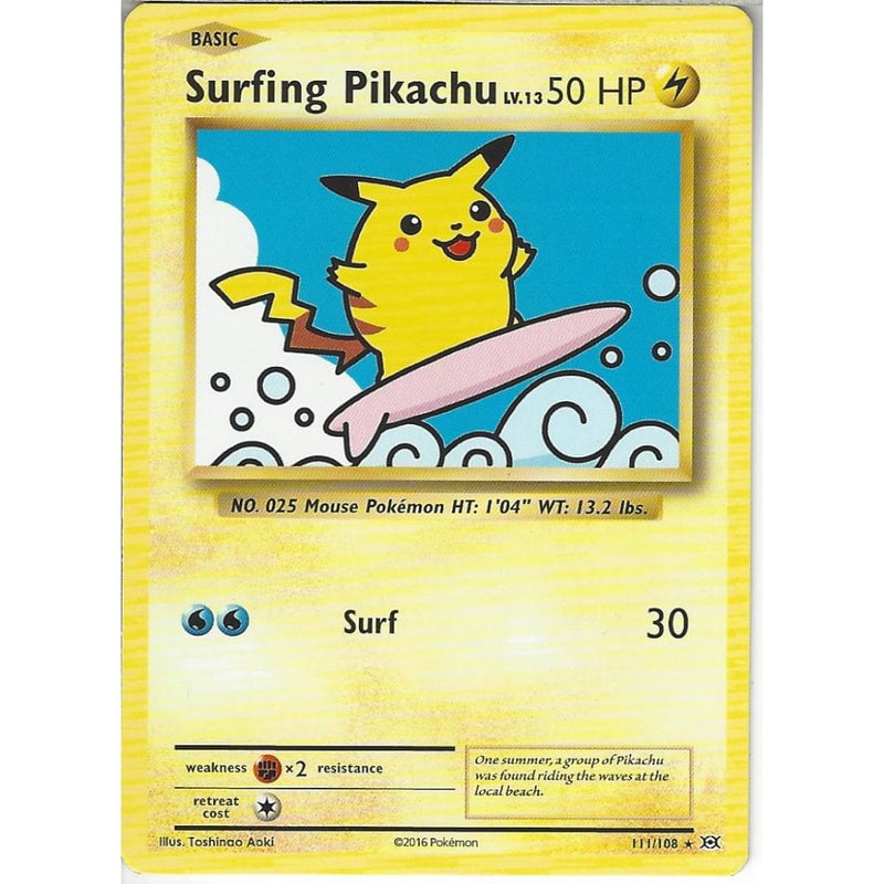 Surfing Pikachu 111/108 | Secret Rare Card | XY Evolutions - Recaptured LTD Surfing Pikachu 111/108 | Secret Rare Card | XY Evolutions - Recaptured LTD