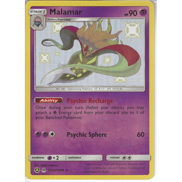 Pokemon Trading Card Game SV18/SV94 Malamar | Rare Holo Card | Hidden Fates Shiny Vault